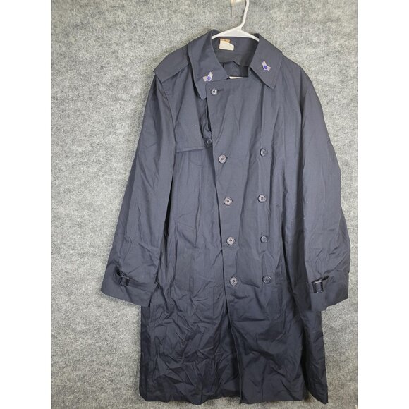 Vintage US Air Force Raincoat Mens 42L Navy Double Breasted Removable Liner 80s